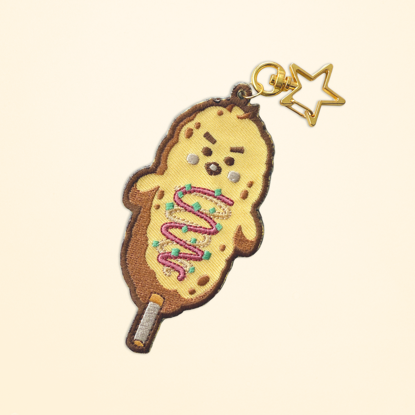 Corndog Embroidered Keychain