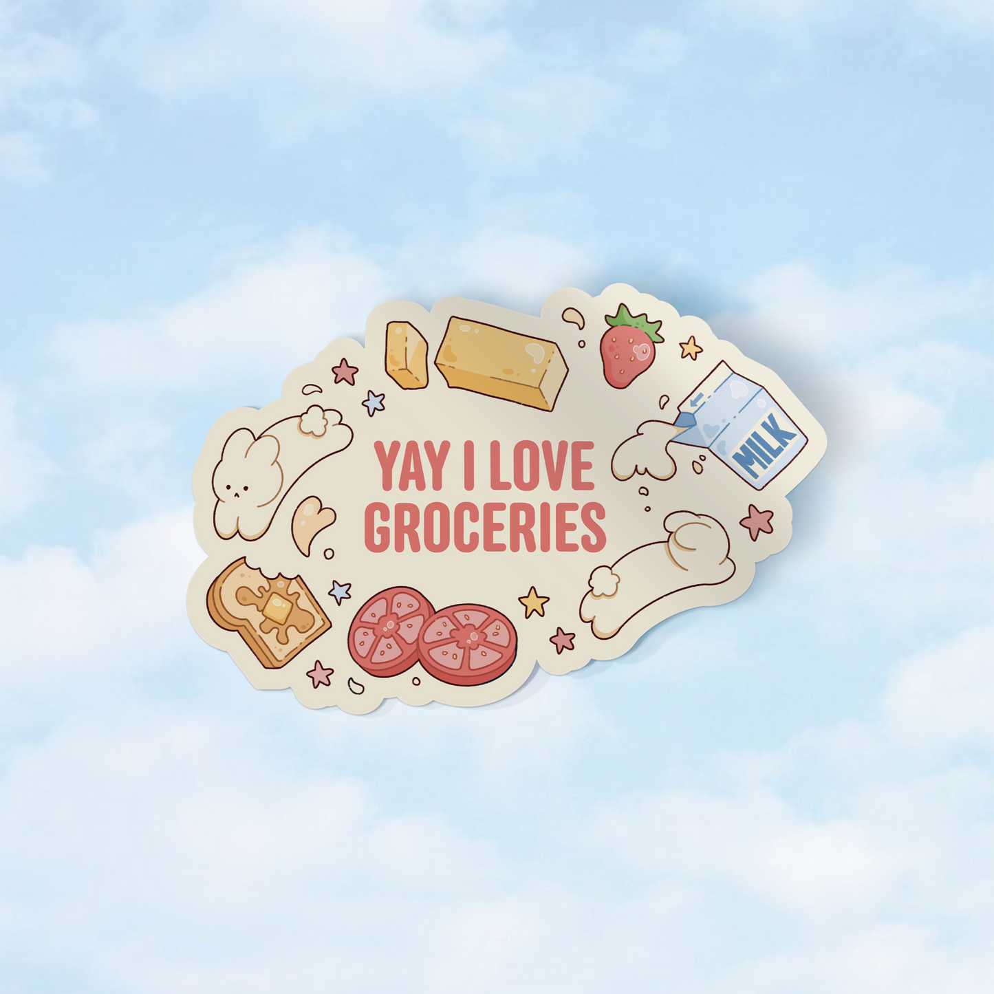 Yay I Love Groceries Vinyl Sticker