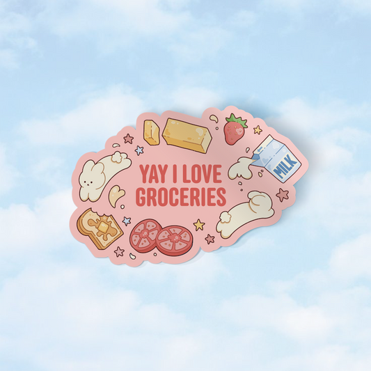 Yay I Love Groceries Vinyl Sticker